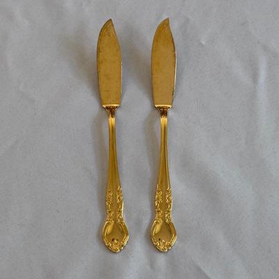 Naken Tarnish Proof Silverware Chest w/ Nasco Elizabethan II Gold Flatware (K-DZ)