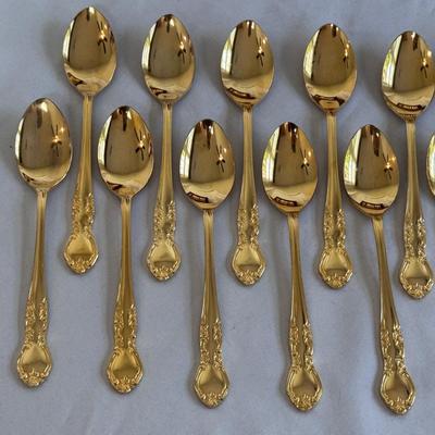 Naken Tarnish Proof Silverware Chest w/ Nasco Elizabethan II Gold Flatware (K-DZ)
