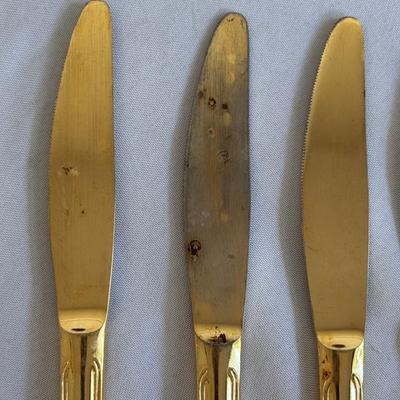 Naken Tarnish Proof Silverware Chest w/ Nasco Elizabethan II Gold Flatware (K-DZ)