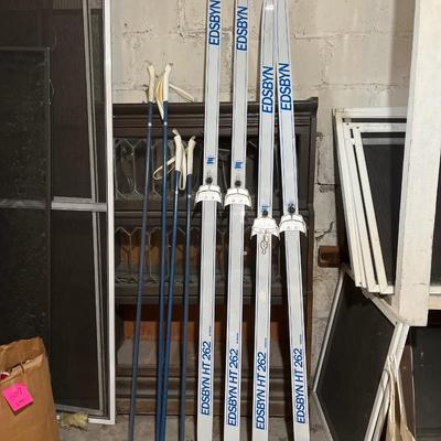 Two sets of EDSBYN cross country skis with poles