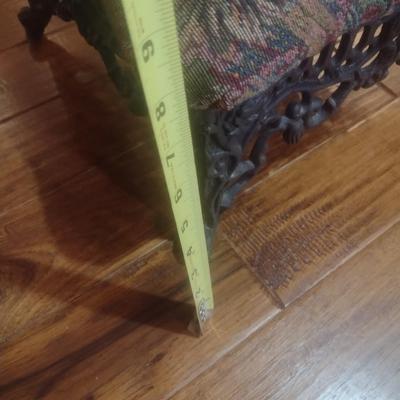 Victorian Design Metal Framed Footstool with Upholstered Top