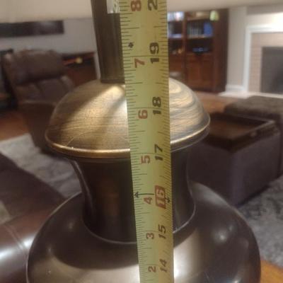 Copper Tone Metal Urn Post Table Lamp with Shade