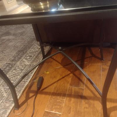 Contemporary Design Metal Framed Side Table with Glass Top