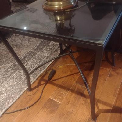 Contemporary Design Metal Framed Side Table with Glass Top