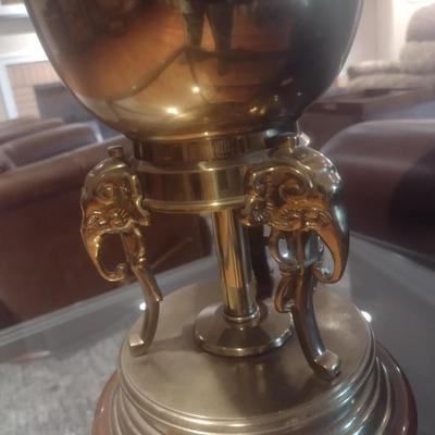 Brass Finish Elephant Figural Post Table Lamp with Shade