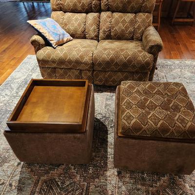 Lazy Boy Ottoman Storage Cube with Serving Tray or Footrest Feature Includes Storage Space & Wheels Choice A