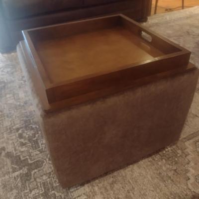 Lazy Boy Ottoman Storage Cube with Serving Tray or Footrest Feature Includes Storage Space & Wheels Choice A