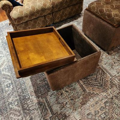 Lazy Boy Ottoman Storage Cube with Serving Tray or Footrest Feature Includes Storage Space & Wheels Choice B