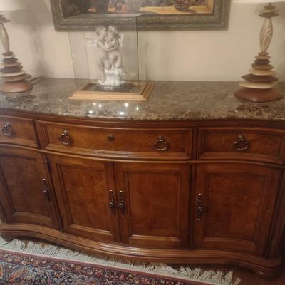 Thomasville Marble Top Serpentine Design Buffet (No Contents)