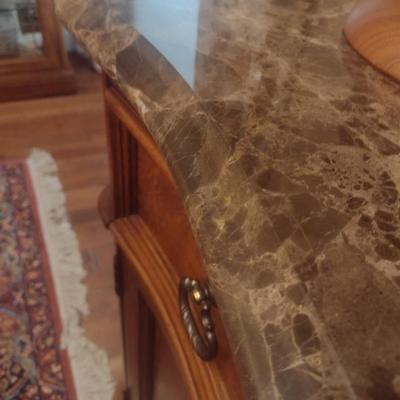 Thomasville Marble Top Serpentine Design Buffet (No Contents)
