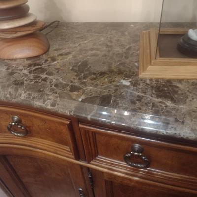 Thomasville Marble Top Serpentine Design Buffet (No Contents)