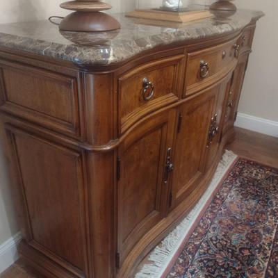 Thomasville Marble Top Serpentine Design Buffet (No Contents)