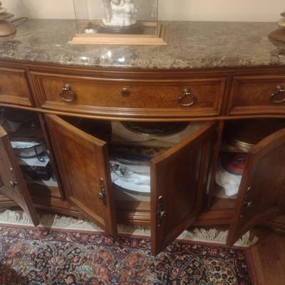 Thomasville Marble Top Serpentine Design Buffet (No Contents)