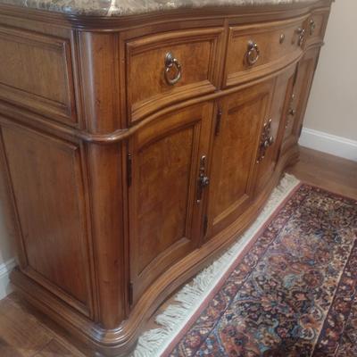 Thomasville Marble Top Serpentine Design Buffet (No Contents)