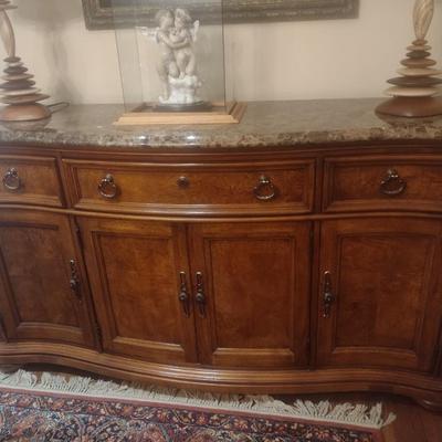 Thomasville Marble Top Serpentine Design Buffet (No Contents)