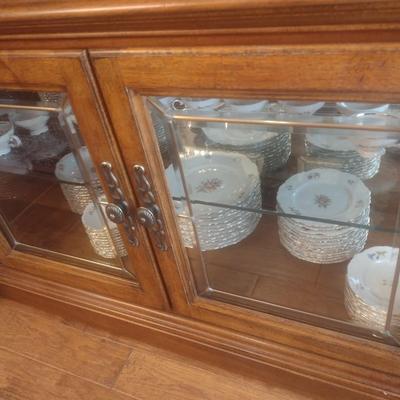 Thomasville Lighted China Hutch with Open Design and Glass Shelves (No Contents)