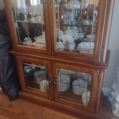 Thomasville Lighted China Hutch with Open Design and Glass Shelves (No Contents)
