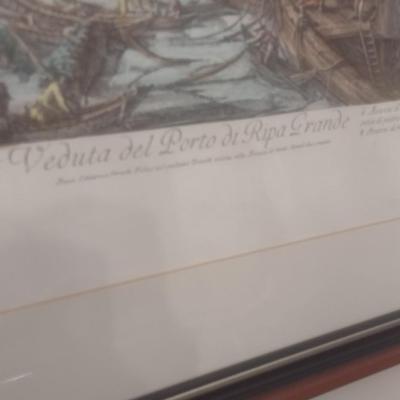 Framed Art Print 'View of the Port of Ripa Grande' by Italian Artist Giovanni Piranesi
