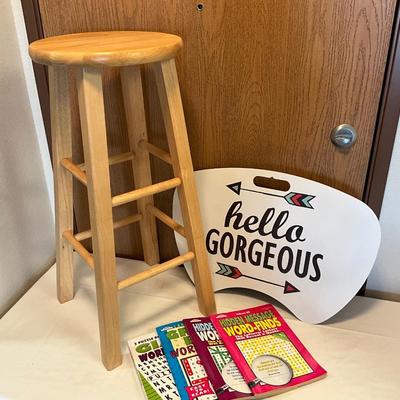 Wooden Stool, Hello Gorgeous, Wood Finders