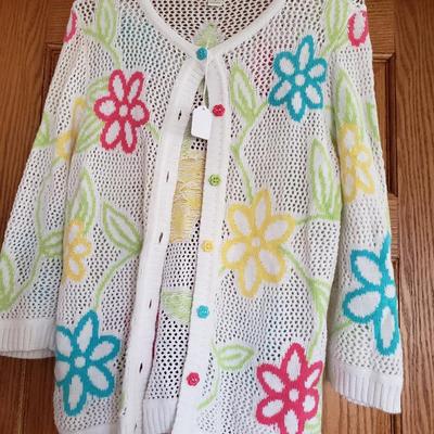 Christopher & Banks Open Weave Button Front Cardigan