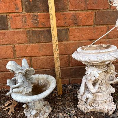 Gazing ball stand and statue