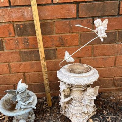 Gazing ball stand and statue
