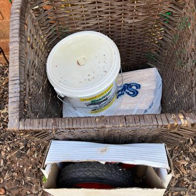 Wicker basket and contents