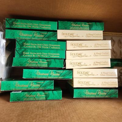Large Box Filled w Christmas Ornaments & Decor Snowbabies, Glass Icicles ,