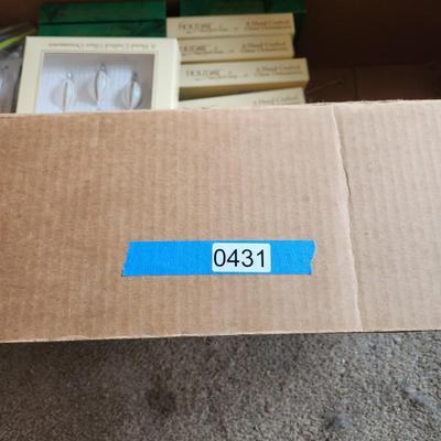 Large Box Filled w Christmas Ornaments & Decor Snowbabies, Glass Icicles ,