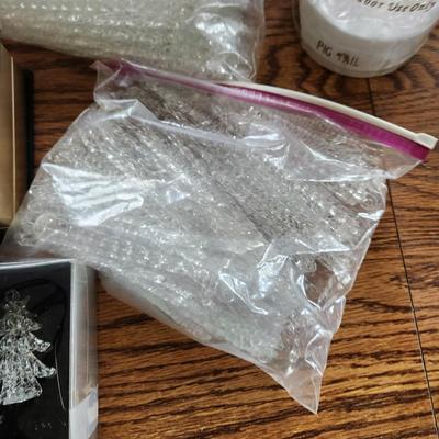 Large Box Filled w Christmas Ornaments & Decor Snowbabies, Glass Icicles ,