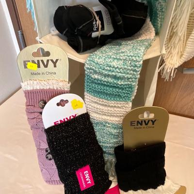 Socks, scarfs, Envy cuffs, and storage unit