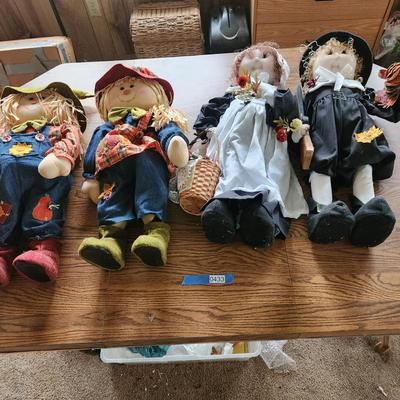 4 large Fall Decor Dolls