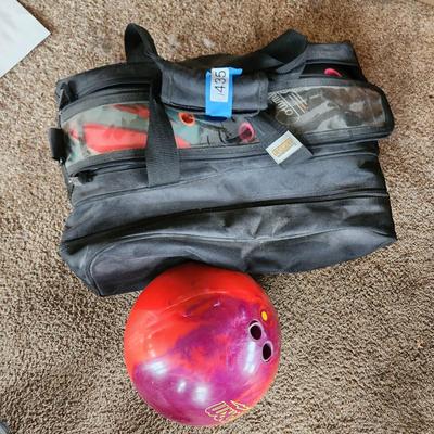 Bowling Bag w 2 Balls 1 Miami Dolphin 1 Columbia 300 plus 1 Red Storm Bonus Ball