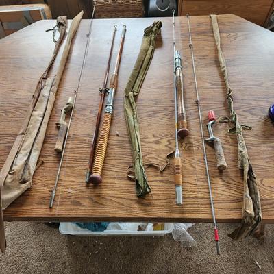 4 Vintage Fishing Rods H-I Utica N.Y. , True Temper, Actionized , Gep-Rod