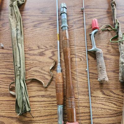 4 Vintage Fishing Rods H-I Utica N.Y. , True Temper, Actionized , Gep-Rod