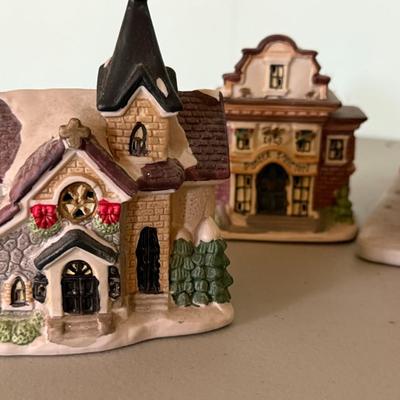 Partylite Hook & Ladder Tealight Candle Holder and Town Square Collectible Village Pieces Lot
