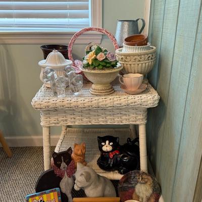 White Wicker Side Table Lot