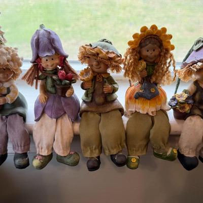 Flower Scarecrow Shelf Sitters- set of 5