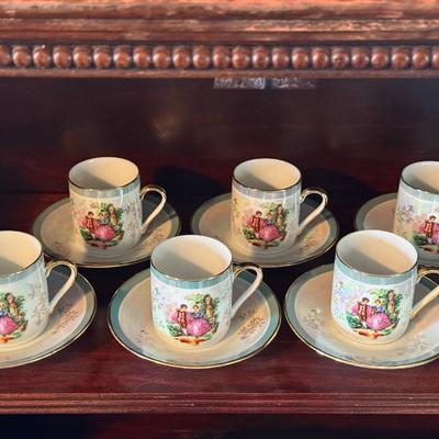 Yau Shing Laurel Shield Fine Porcelain China- set of 6 cups and saucers