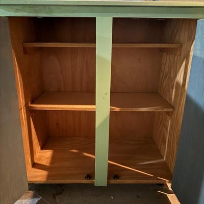 Green Painted Wood Cabinet (Basement)