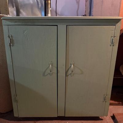 Green Painted Wood Cabinet (Basement)