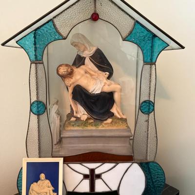 Stained Glass 'La Pieta' Scene