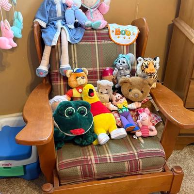 Wood Framed Chair and Toys Lot