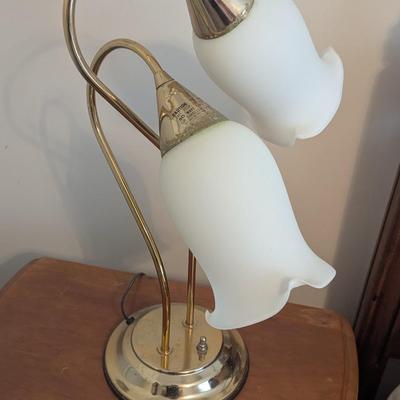 Art Deco Tulip Style Frosted Bedside Lamp
