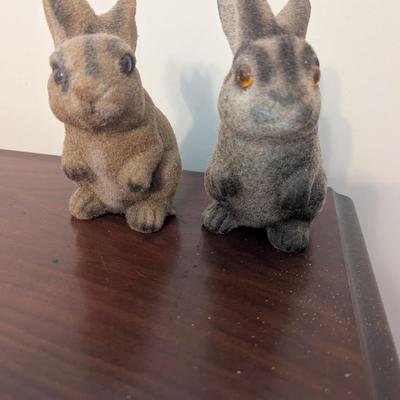 Vintage Flocked Rabbits 1 Is A Bank