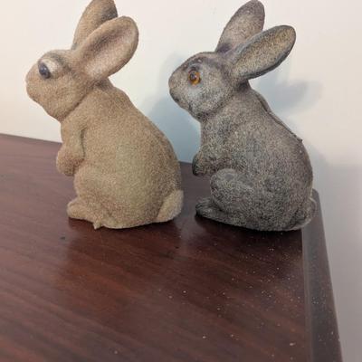 Vintage Flocked Rabbits 1 Is A Bank