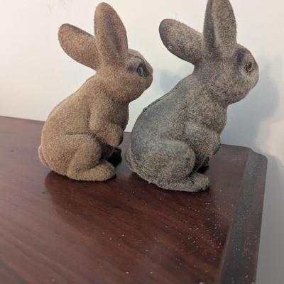Vintage Flocked Rabbits 1 Is A Bank