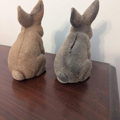 Vintage Flocked Rabbits 1 Is A Bank