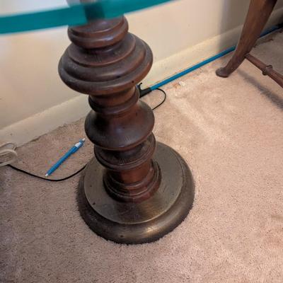 Vintage Antique Floor Lamp With Shade & Glass Table