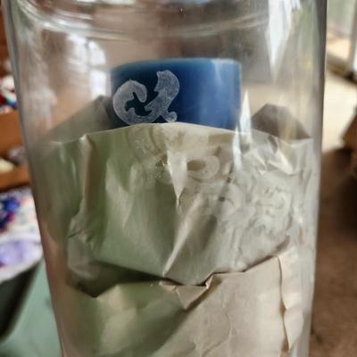 Lot of 6 Carriage House Glass Hurricanes Candle Holders w Candle